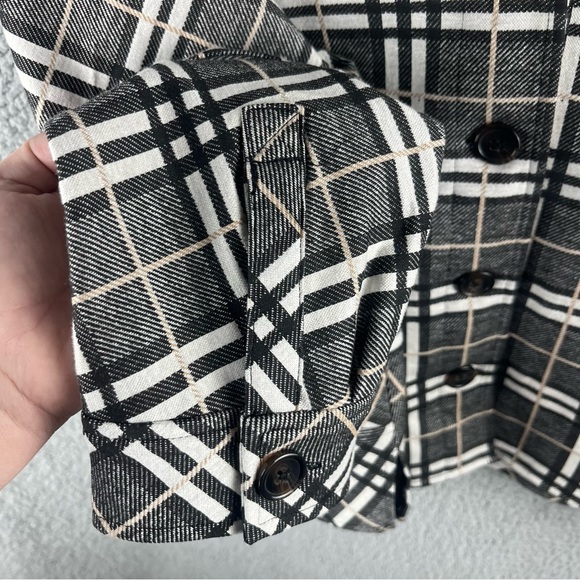 Liverpool Women’s Jacket Check Plaid Size S Button Up Black Cream Pockets Flawed - Picture 11 of 16